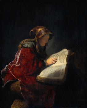 Rembrandt : The Prophetess Anna (Rembrandt's Mother)