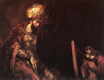Rembrandt : David playing the harp before Saul