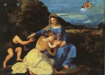 Titian : Madonna and Child with the Young St. John the Baptist and St. Catherine