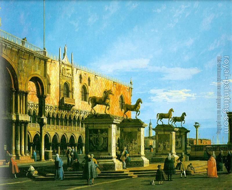 Canaletto : Capriccio, The Horses of San Marco in the Piazzetta
