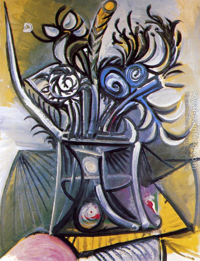 vase of flowers on a table by Pablo Picasso Oil Painting Reproduction