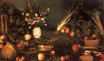 Caravaggio : Still-Life with Flowers and Fruit