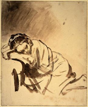 Rembrandt : Young Woman Sleeping