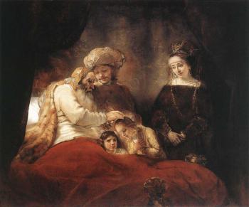 Rembrandt : Jacob Blessing the Children of Joseph
