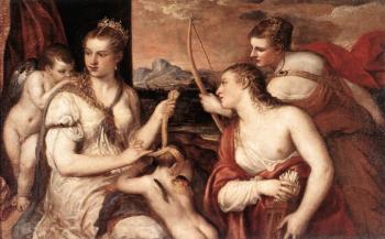 Titian : Venus Blindfolding Cupid