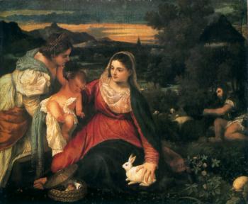 Titian : La Vierge au Lapin a la Loupe
