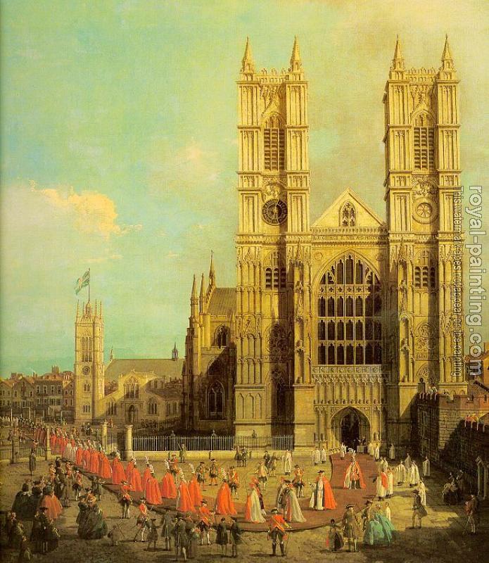 Canaletto : London, Westminster Abbey with a Procession of the Knights of the Bath