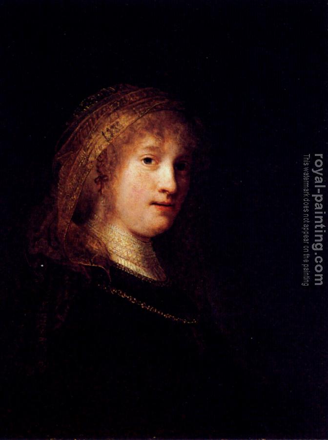 Rembrandt : Saskia Wearing A Veil