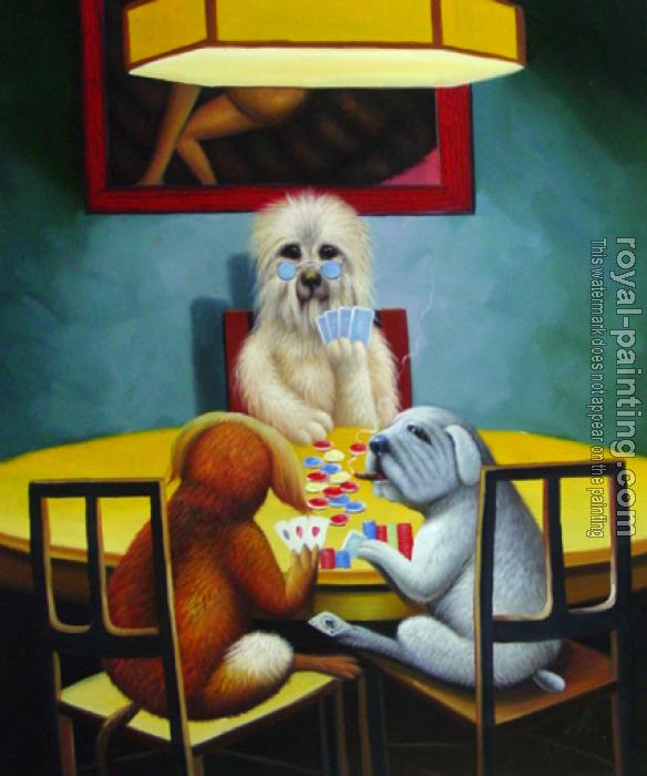 Hand Painted : Oil painting of dog